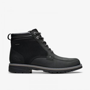 Black Leather Clarks Morwell Zip | CLKS-84531