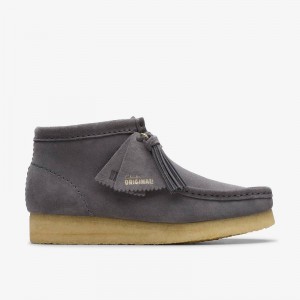 Grey/Blue Suede Clarks Wallabee Boot | CLKS-85553
